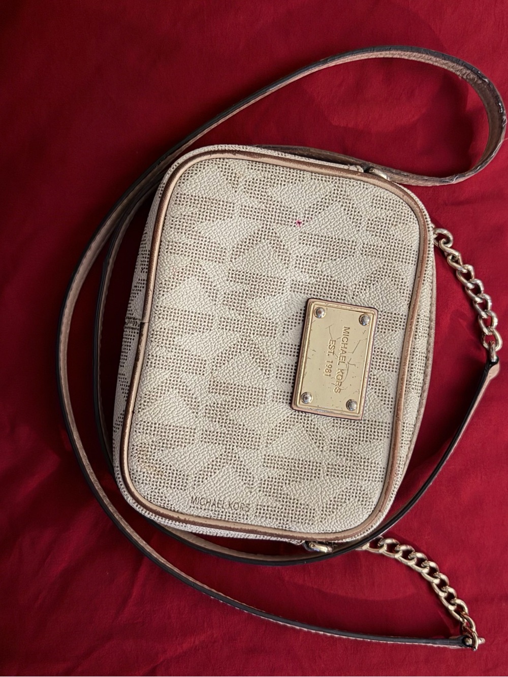 Michael Kors Beige Cream Signature Crossbody Bag